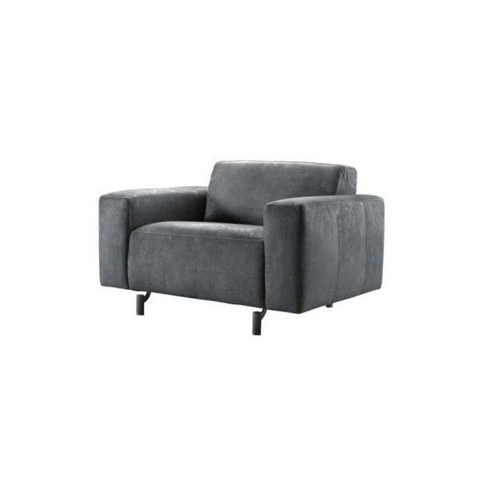 Loveseat Carolina antraciet leer met boxspring vering