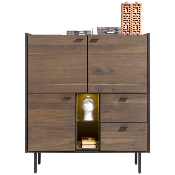 Fresno, Highboard 120 Cm - 3-Deuren + 2-Laden + 2-Niches