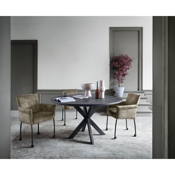 Eettafel Gardo rond eikenhout zwart ø140cm