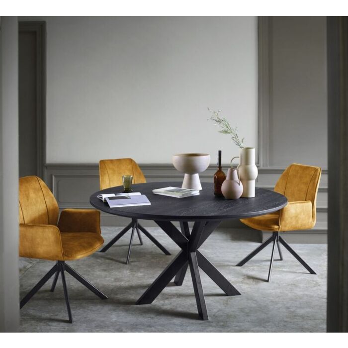 Eettafel Gardo rond eikenhout zwart ø140cm