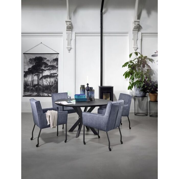 Eettafel Gardo rond eikenhout zwart ø140cm