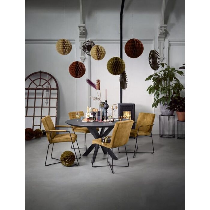 Eettafel Gardo rond eikenhout zwart ø140cm