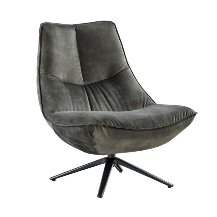 Draaifauteuil Monzone donkergroen velvet + Hocker