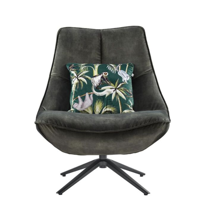 Draaifauteuil Monzone donkergroen velvet + Hocker