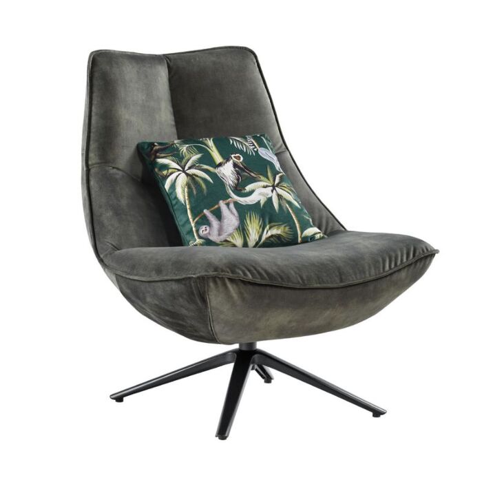 Draaifauteuil Monzone donkergroen velvet + Hocker