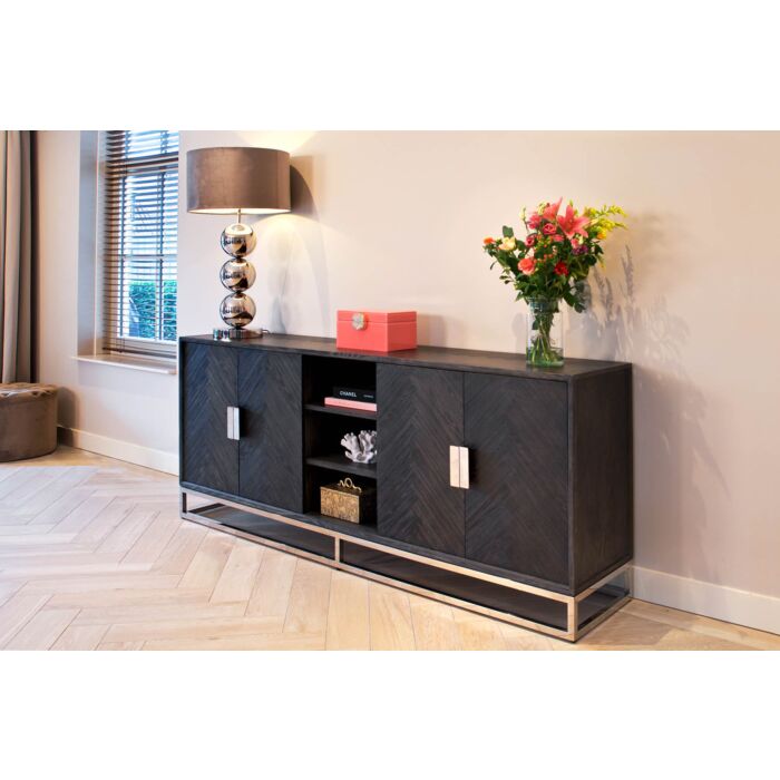 Dressoir Blackbone silver 4-deuren + open vak