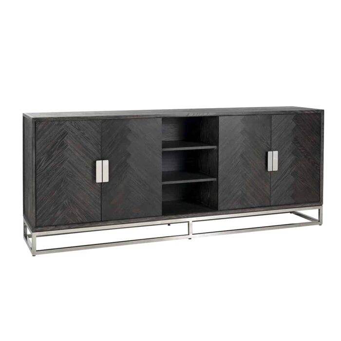 Dressoir Blackbone silver 4-deuren + open vak