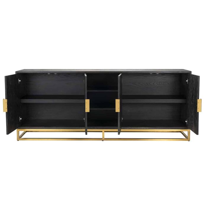 Dressoir Blackbone gold 4-deuren + open vak