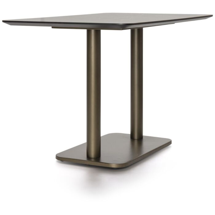 Brest Bistrotafel Marble Light Grey 120X75cm - Goud