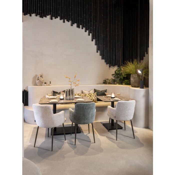 Brest Bistrotafel Marble Light Grey 120X75cm - Goud