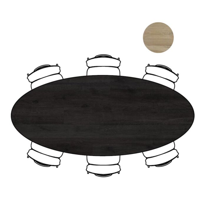 Eetkamertafel Arvada Ellips 250x110 Cm Onyx Nebbia