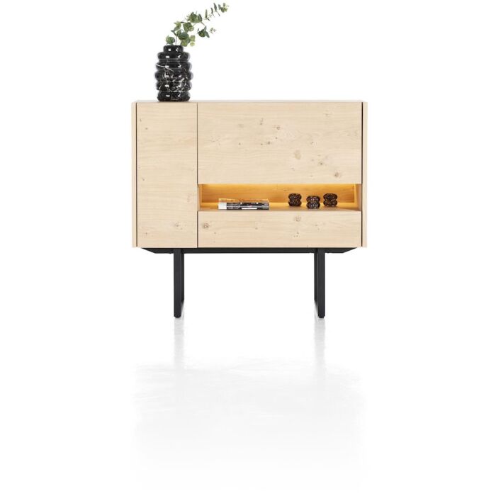 Modali, Highboard 130 Cm - 1-Deur + 1-Lade + 1-Klep (+ LED) - Natural