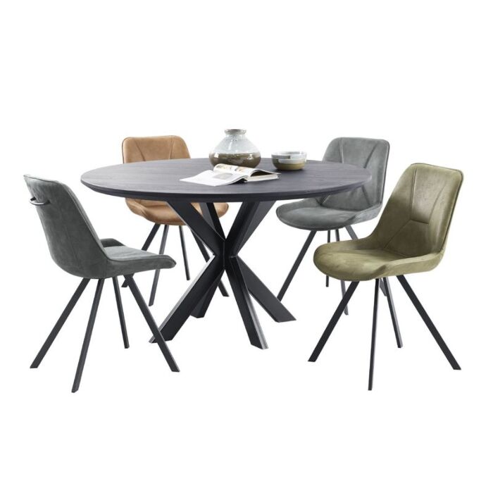 Eettafel Gardo rond eikenhout zwart ø140cm