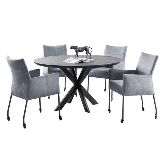 Eettafel Gardo rond eikenhout zwart ø140cm