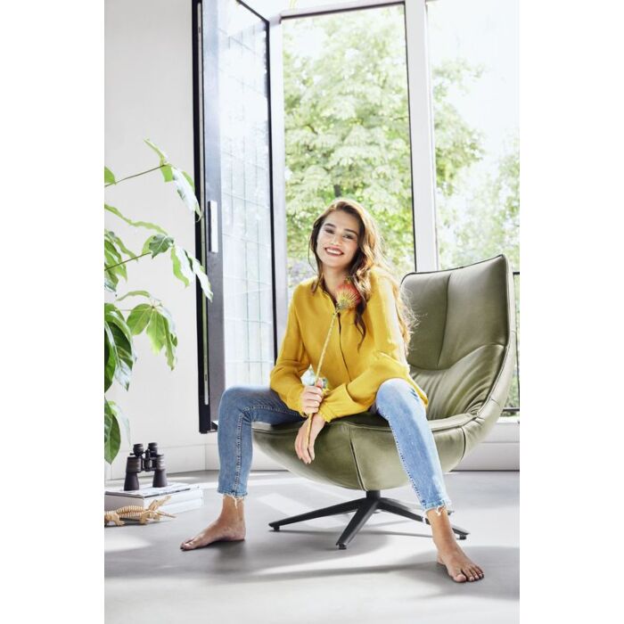 Draaifauteuil Monzone groen leer