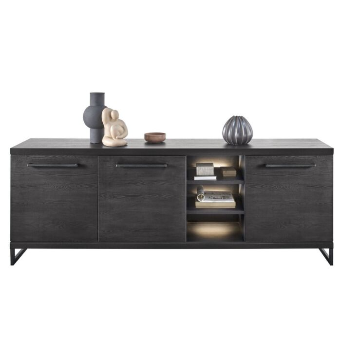 Dressoir Formia houtstructuur zwart