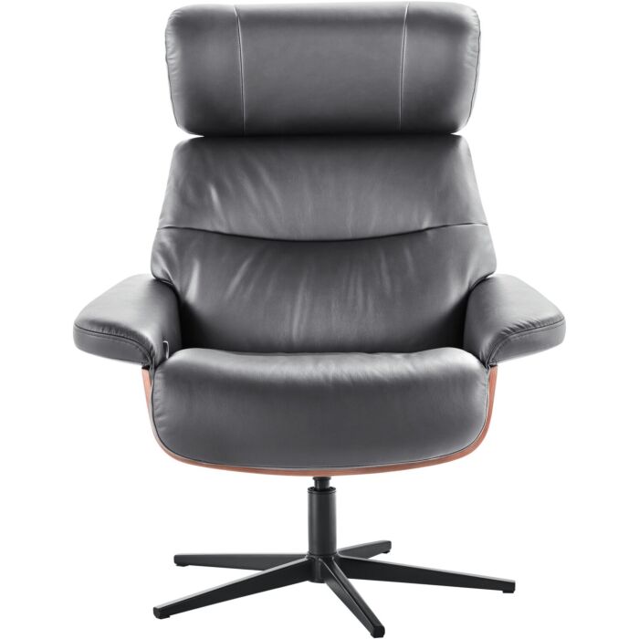 Relaxfauteuil Muria met hocker zwart