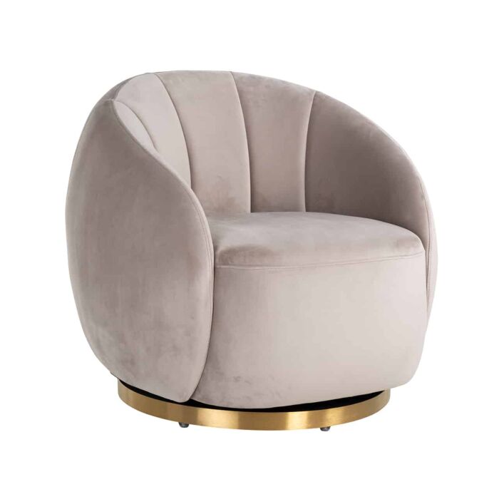 Draaifauteuil Jago khaki velvet / brushed gold