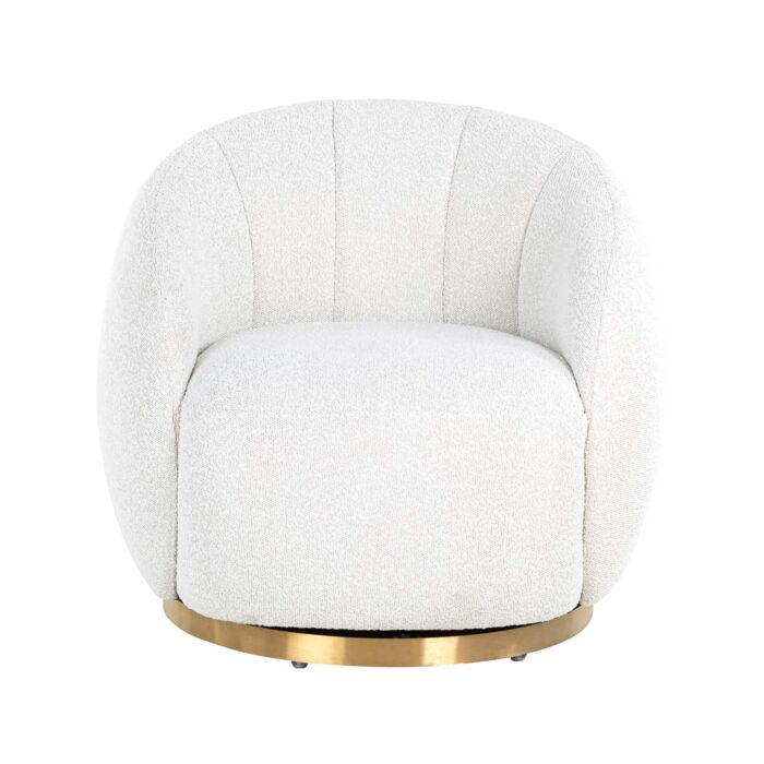 Draaifauteuil Jago white bouclé / brushed gold