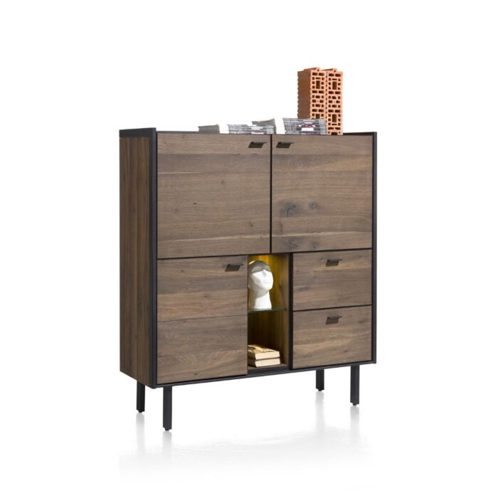 Fresno, Highboard 120 Cm - 3-Deuren + 2-Laden + 2-Niches