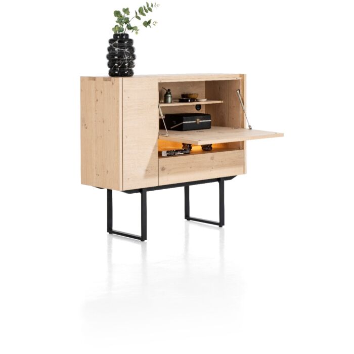 Modali, Highboard 130 Cm - 1-Deur + 1-Lade + 1-Klep (+ LED) - Natural