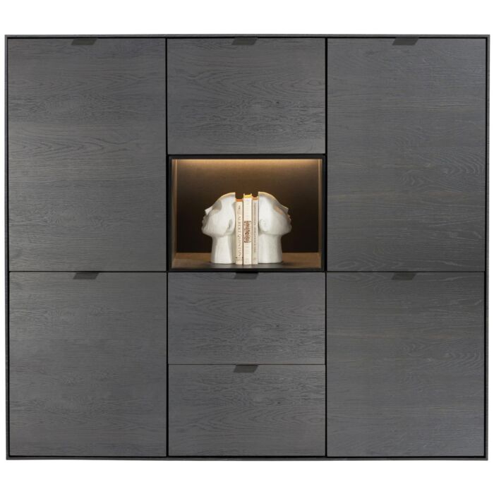 Elements, Dressette 150 Cm - 5-Deuren + 2-Laden + 1-Niche + Led - Onyx