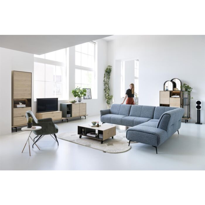 Elements, Dressette 150 Cm - 5-Deuren + 2-Laden + 1-Niche + Led - Onyx