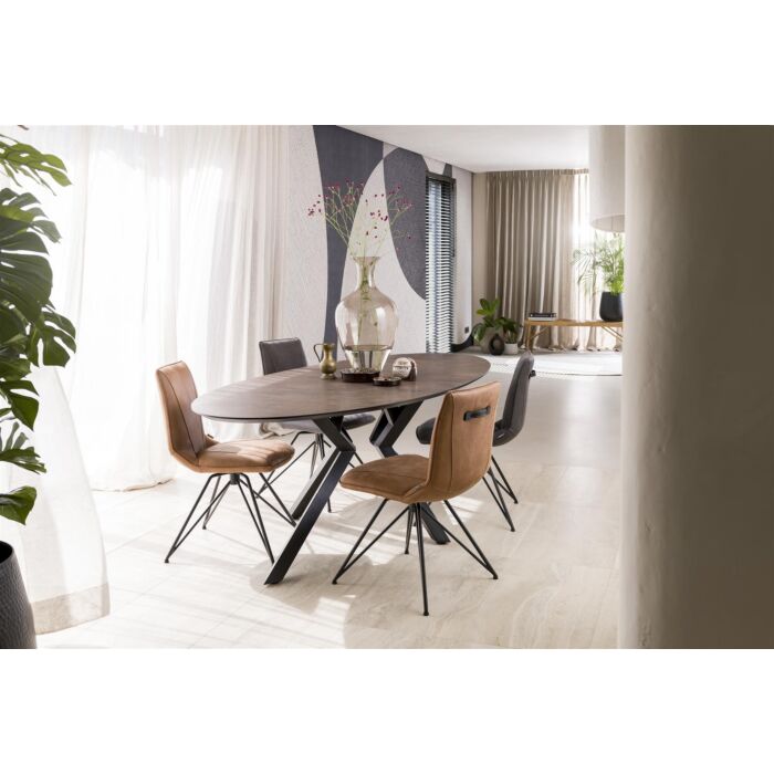 Eetkamertafel Masura Ellips 180x100 Cm Antraciet