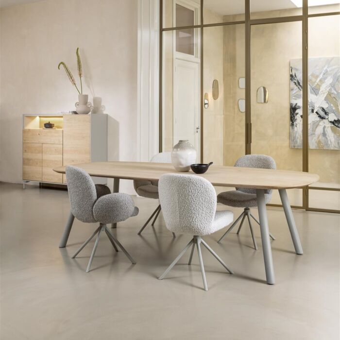 Eetkamertafel Niora Deens Ovaal 240x115 Cm Silk Grey Naturel