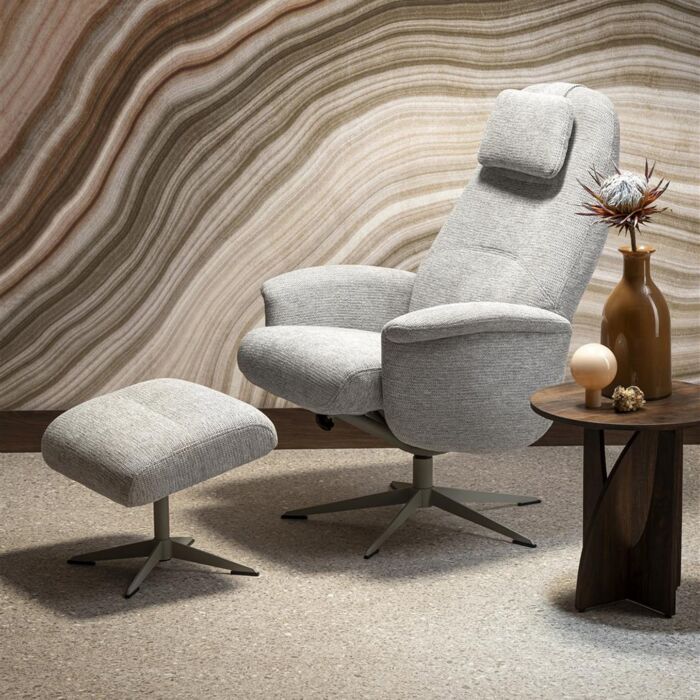 Relaxfauteuil Tonale Incl. Poef Silk Grey Kiezel