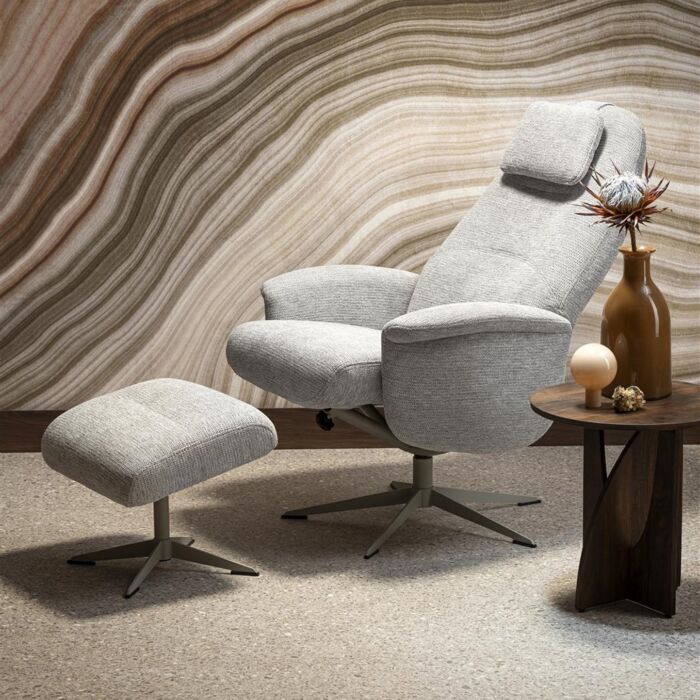 Relaxfauteuil Tonale Incl. Poef Silk Grey Kiezel