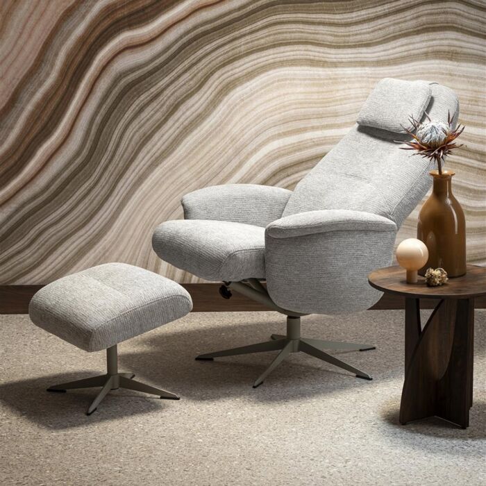 Relaxfauteuil Tonale Incl. Poef Silk Grey Kiezel