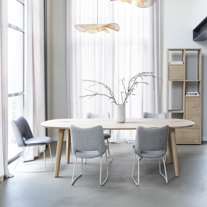 Odda, Eetkamertafel 230 X 110 Cm - Deens Ovaal Blad Met Houten Poot - Natural