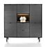 Elements, Dressette 150 Cm - 5-Deuren + 2-Laden + 1-Niche + Led - Onyx