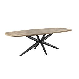 Eettafel Oltia Houtstructuur en Metaal 220x100cm