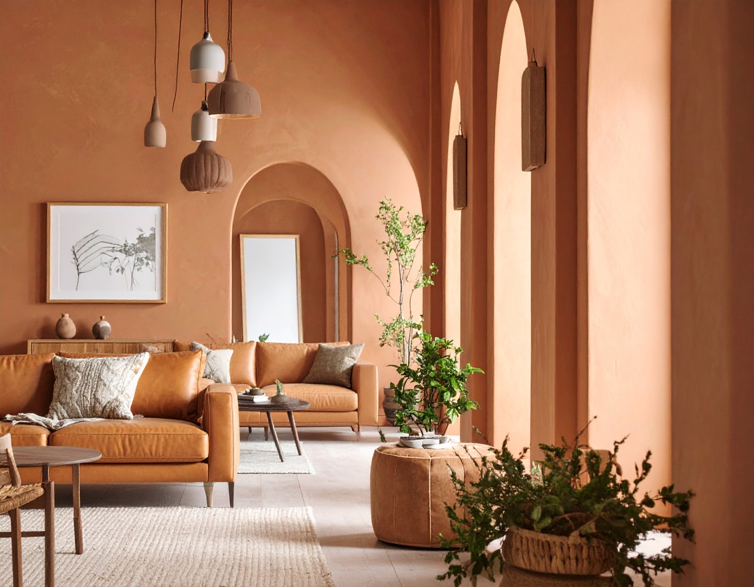 terracotta woonkamer
